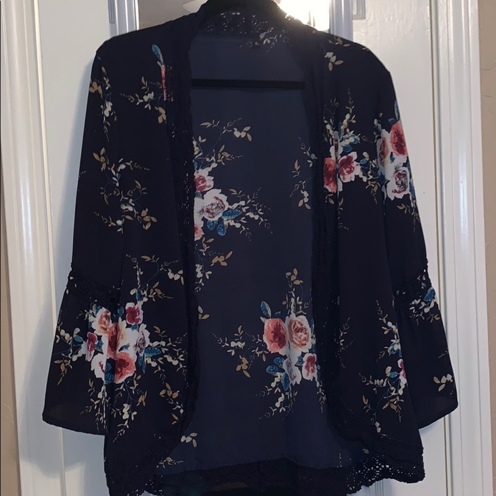 (Dark blue with flowers) cardigan